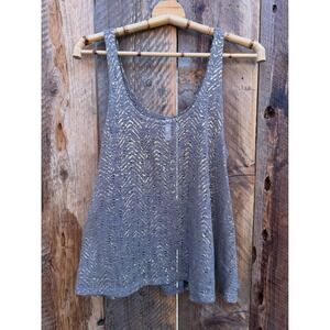 Sleeveless Knit Tank Womens M Boho Fairy Ethereal Metallic Soft Cottage Sheer